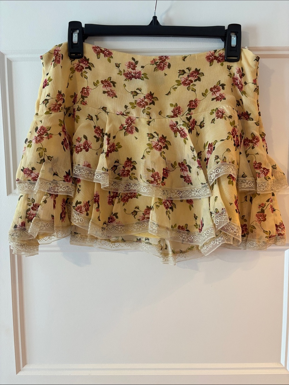 Floral Tiered Ruffle Skirt in Yellow